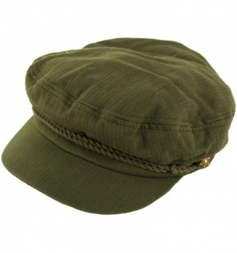 Newsboy Caps Men's Summer Cotton Greek Fisherman Sailor Fiddler Driver Hat Flat Cap - Olive - CE18DNGIZOM $16.93