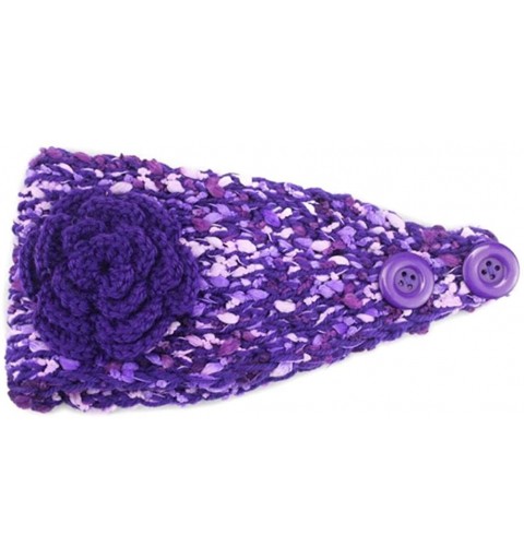 Headbands Elegant Camellia Flower Cable Knit Winter Turban Ear Warmer Headband - Purple - CE189R5AZK0 $18.25