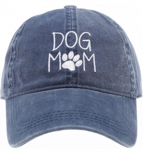 Baseball Caps Baseball Dad Hat Vintage Washed Cotton Low Profile Embroidered Adjustable Baseball Caps - Dog Mom - Navy - CT18...