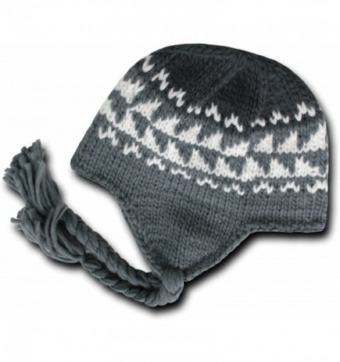Skullies & Beanies Blank Apparel Peruvian Knitted Cap- Grey - CX1120O1VT5 $11.53
