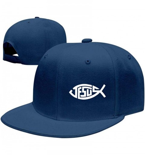 Baseball Caps Jesus Christian Fish Unisex Snapback Adjustable Flat Bill Baseball Cap Hip Hop Hats Dad Hat - Blue - CF18QDKNES...