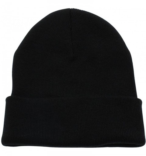 Skullies & Beanies Beanie Men Women - Unisex Cuffed Plain Skull Knit Hat Cap - Black - CQ12MZRJ8OC $8.44
