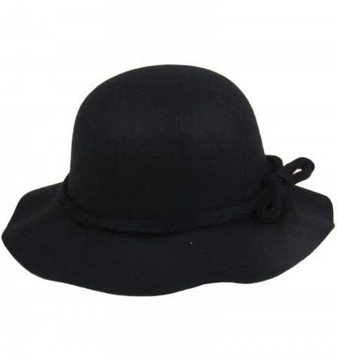 Bucket Hats Women's Wool Bucket Hat with Bow Cloche Flapper Tea Party Derby Church - Black - CP186YLKHDR $13.97