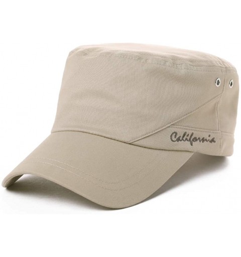 Baseball Caps Mens Cotton Military Cadet Army Cap Flat Top Baseball Hats Outdoor Casual Summer Sun Hat Adjustable 56-60CM Bei...