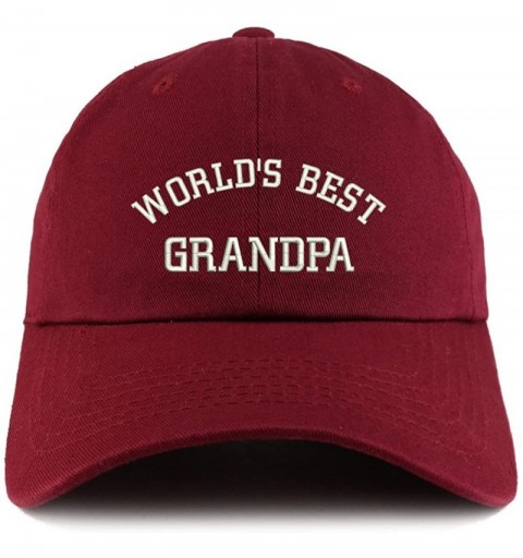 Baseball Caps World's Best Grandpa Embroidered Low Profile Soft Cotton Dad Hat Cap - Wine - CG18D53HHD9 $20.29