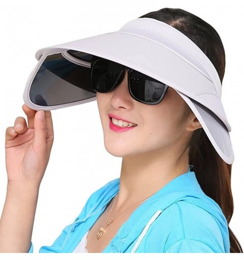 Sun Hats Womens Sun Hats with Retractable Visor Wide Brim Plastic Sun Visor UV Protection Summer Beach Fishing Hat Cap - CG18...