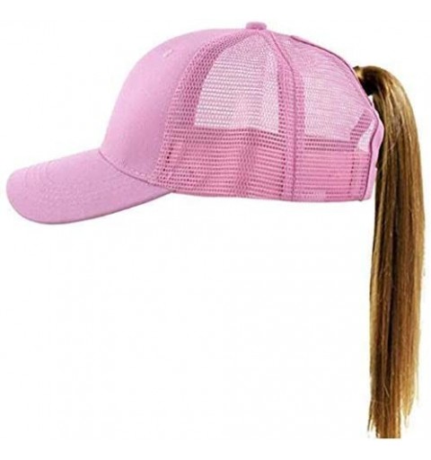Baseball Caps Ponytail Baseball Hat Ponycap Adjustable Trucker Style Messy High Bun Cap Mesh Plain Cap Dad Hat for Women - Pi...