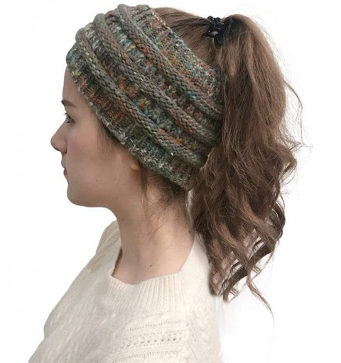 Skullies & Beanies Women Cable Knit Ear Muffs- Thick Crochet Ear Warmer Wide Headwrap Headband for Winter Teens Girls - Gray ...