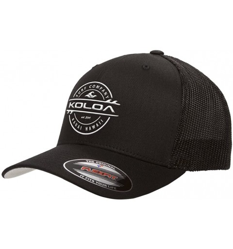 Baseball Caps Flexfit 6511 Truckers Caps - Black With White Logo - CF12E36IK87 $22.15