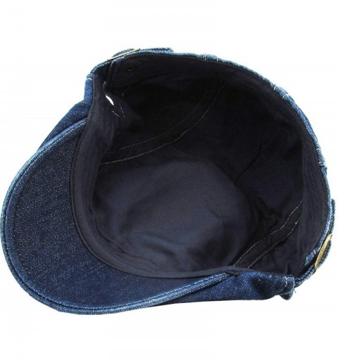 Newsboy Caps Classic Solid Cotton Denim Newsboy Ivy Gatsby Cabbie Ascot Hat Cap Adjustable - (219) Medium Denim - C418WQ77CW5...