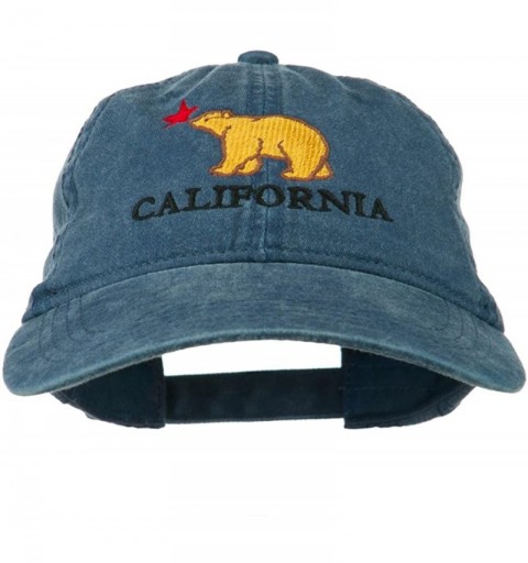 Baseball Caps California with Bear Embroidered Washed Cap - Navy - C311NY2ZI3R $23.73