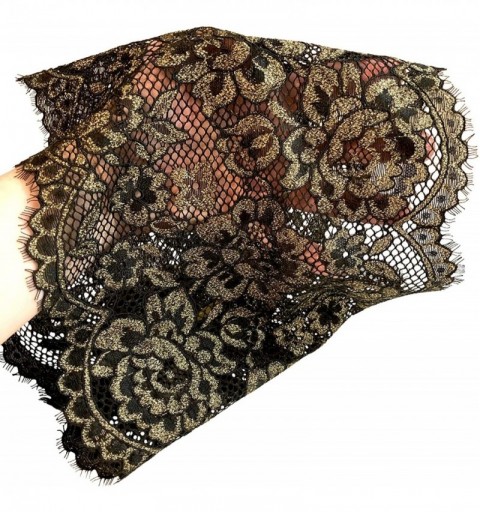 Headbands Stunning Stretch Wide Floral Lace Headbands in Many Beautiful Colors Handmade - Black Gold Shimmer - CG12O12M55J $1...