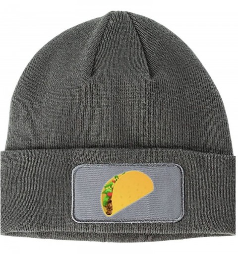 Skullies & Beanies Taco Emoji Meme Chest Winter Knit Beanie Hat - Grey - CD12NTKZBRN $22.61