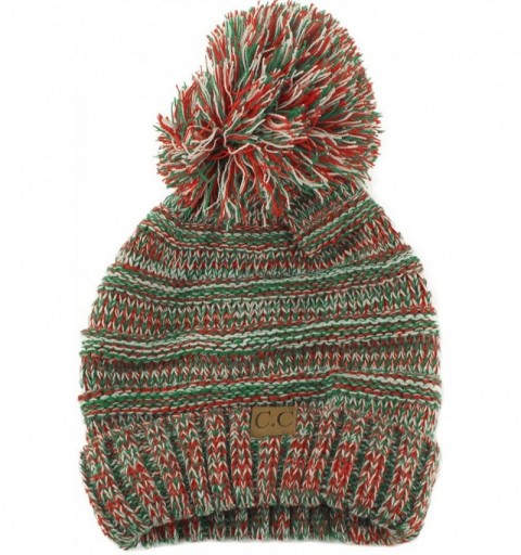 Skullies & Beanies Oversized Super Big Slouchy Pom Pom Warm Chunky Stretchy Knit Beanie Hat - Mix Christmas - C818IOGO5X0 $13.11