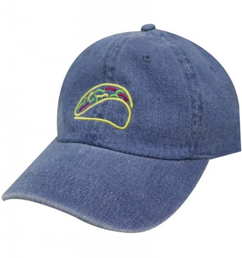 Baseball Caps Taco Emoji Cotton Baseball Cap Dad Hats - Neon Sign Denim - CK185DOYZ4E $15.48