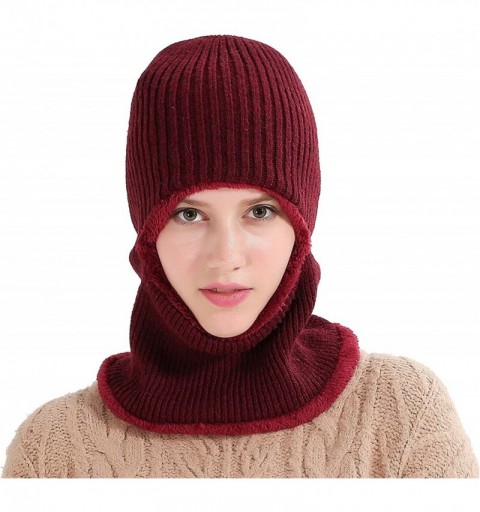 Balaclavas Windproof Ski Face Mask Winter Hats Warm Knitted Balaclava Beanie Hat - Red - CG1878D253Z $11.53