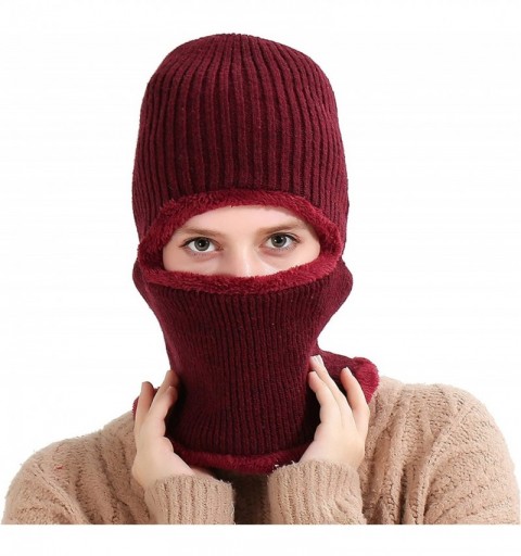 Balaclavas Windproof Ski Face Mask Winter Hats Warm Knitted Balaclava Beanie Hat - Red - CG1878D253Z $11.53