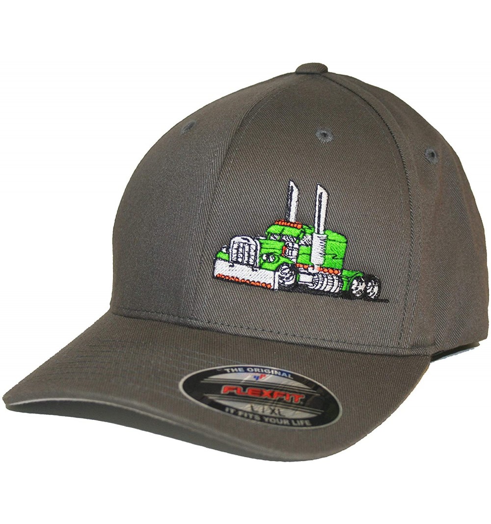 Baseball Caps Trucker Truck Hat Big Rig Cap Flexfit - Grey W/ Lime - C618UIOZ9GM $19.32