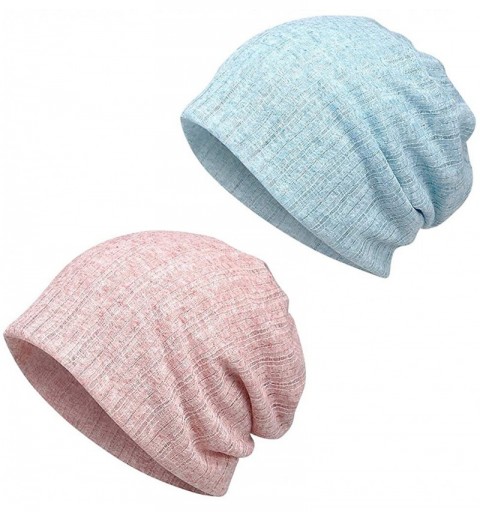 Skullies & Beanies Women Beanie Hat Skull Chemo Cap Stretch Slouchy Turban Scarf for Jogging- Cycling - Pink Blue - CV1945OMX...
