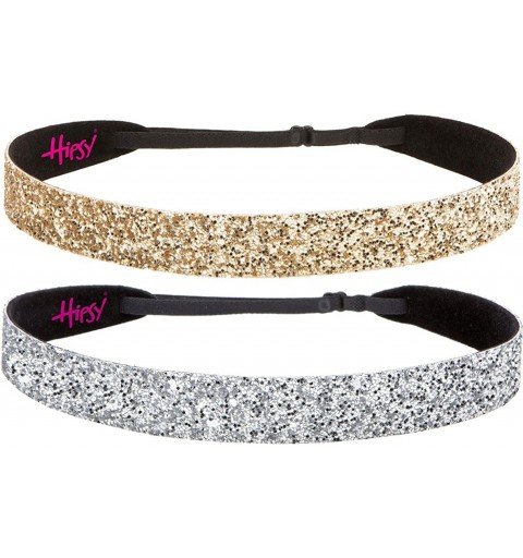 Headbands Women's Adjustable NO Slip Wide Bling Glitter Headband - 2pk Wide Silver & Gold Bling - C518AKQ6ADA $9.64