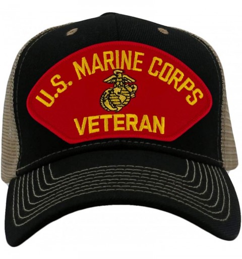 Baseball Caps US Marine Corps Veteran Hat/Ballcap Adjustable One Size Fits Most - Mesh-back Black & Tan - C518QYGIG6K $27.84