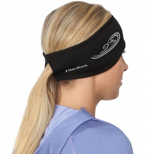 Headbands Women's Ponytail Headband - Moisture Wicking Ear Band - The Power Running Headband - black/reflective silver - CE11...