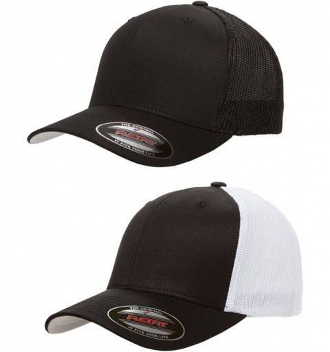 Baseball Caps 2-Pack Premium Trucker Cap - 6511 - [2pack] 1-solid Black & 1-black/White - CN12EZLKRQX $22.38
