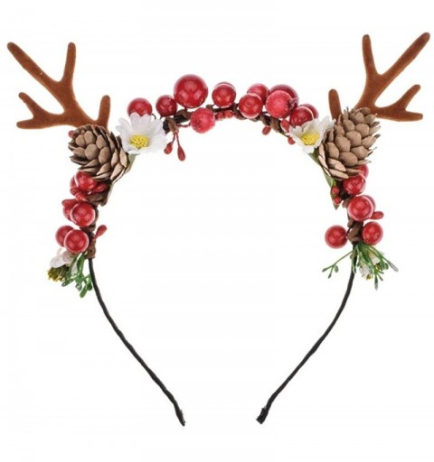 Headbands Christmas Reindeer Antlers Headband Hair Clips Hair Hoop Girl Beauty Headdress - Antlersc - CK18YONG8QX $9.40