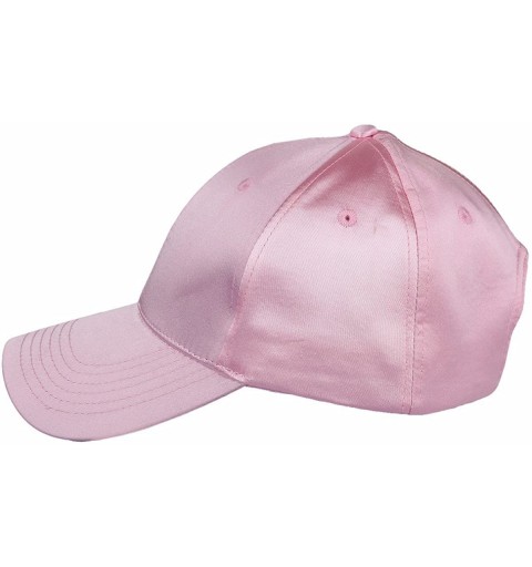 Baseball Caps Baseball Cap-Plain Polyester 6 Panel Satin Sport Dancing Summer Sun Visor Hat - Pink - CM18DZQOIA3 $10.69