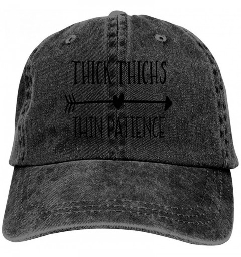 Baseball Caps Thick Thighs Thin Patience Unisex Vintage Adjustable Cotton Baseball Cap Denim Dad Hat Cowboy Hat - Black - C71...