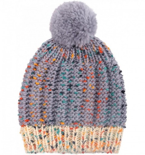 Skullies & Beanies Boys Girls Kids Knit Beanie with Pompom Toddlers Winter Hat Cap - Grey Speckled - CH185399U2H $8.03