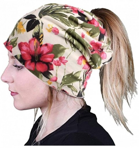 Skullies & Beanies Women's Floral Headband Baggy Elastic Turban Beanie Chemo Cap Hat Headwrap Headwear Infinity Head Scarves ...