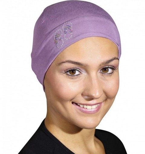Skullies & Beanies Womens Soft Sleep Cap Comfy Cancer Hat with Studded Flip-Flops Applique - Lavender - CH12O0TFFZ1 $14.08