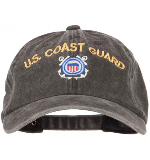 Baseball Caps US Coast Guard Logo Embroidered Washed Cotton Twill Cap - Black - C418QW54AG4 $17.92