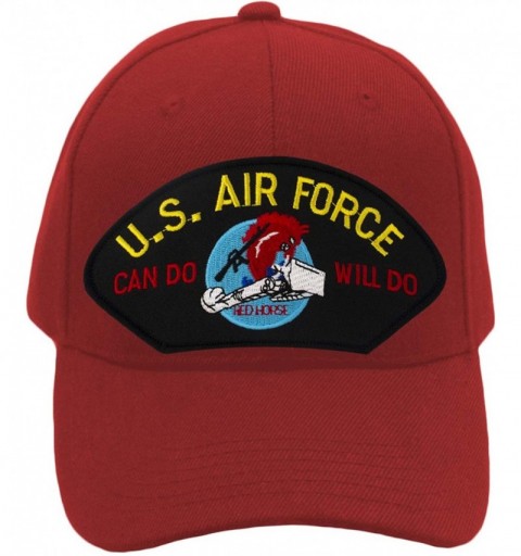 Baseball Caps US Air Force Red Horse - Charging Charlie Hat/Ballcap Adjustable One Size Fits Most - Red - CX18NQL5DIH $21.88