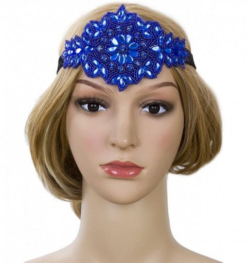 Headbands Black Silver Art Deco 1920s Flapper Headband Headpiece - Blue - C6184K2WM06 $11.01
