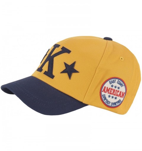 Baseball Caps American Star K Short Bill Design Club Cute Ball Cap Baseball Hat Truckers - Yellow - CW1866DOA2Q $13.96