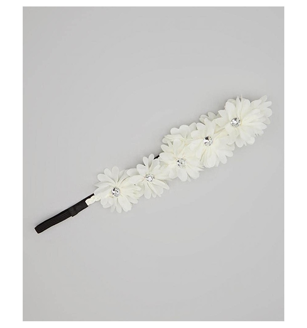 Headbands Floral Flower Crown Stretch Headband - White Ivory - C611QS2EURF $10.67