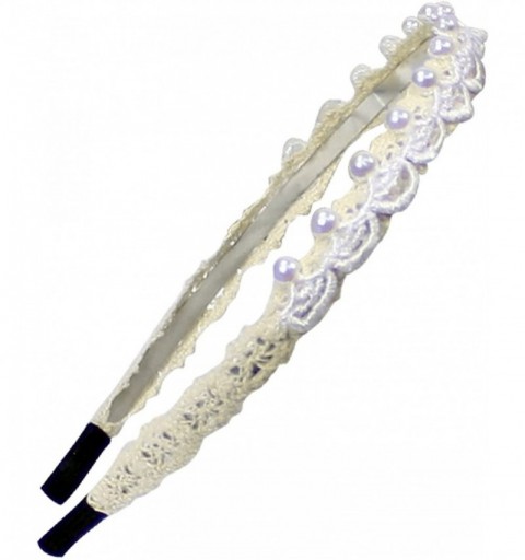 Headbands Lace and Faux Pearl Design Handmade Headband - Various Design - Pearl Lace Drop - CU11DNCON07 $13.52