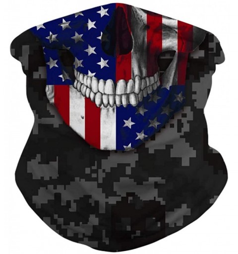 Balaclavas Stars and Stripes USA Flag Bandana Neck Gaiter Balaclavas Scarf Headband - Smile Skull Flag - CA197ATARA6 $13.18