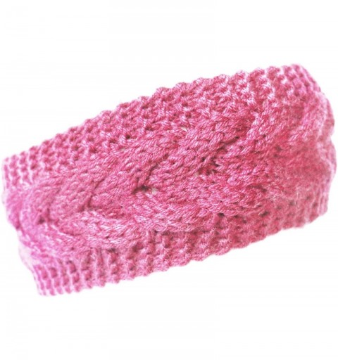 Cold Weather Headbands Plain Braided Winter Knit Headband - Pink - CC127D9S3D3 $18.05