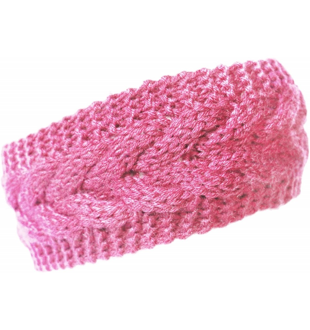 Cold Weather Headbands Plain Braided Winter Knit Headband - Pink - CC127D9S3D3 $8.45