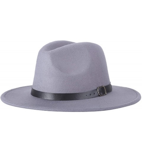 Fedoras Men Fedoras Women's Fashion Jazz hat Summer Spring Black Woolen Blend Cap Outdoor Casual hat - Gray - CC18NEA50W6 $18.15