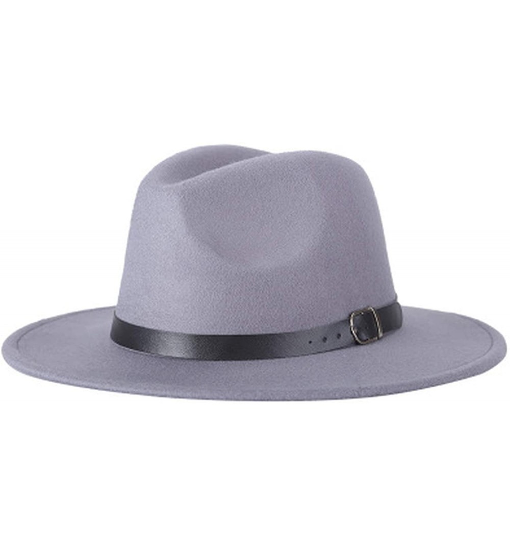 Fedoras Men Fedoras Women's Fashion Jazz hat Summer Spring Black Woolen Blend Cap Outdoor Casual hat - Gray - CC18NEA50W6 $18.15