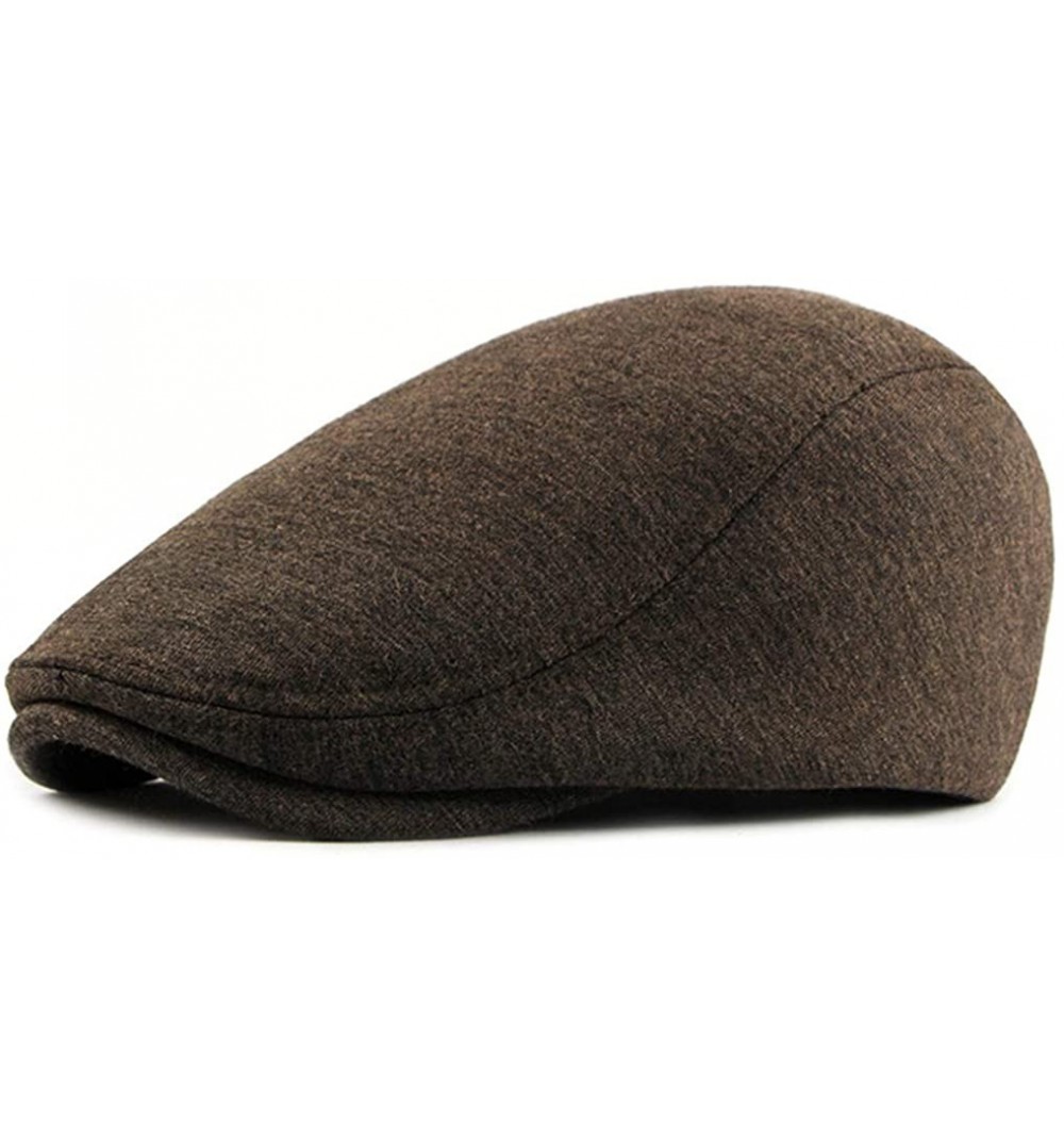 Newsboy Caps Cotton-Flat-Cap- Beret-Hat-Men- Newsboy-Hats Women - Cabbie Hunting Caps Gatsby Unisex Adjustable - Coffee - C61...