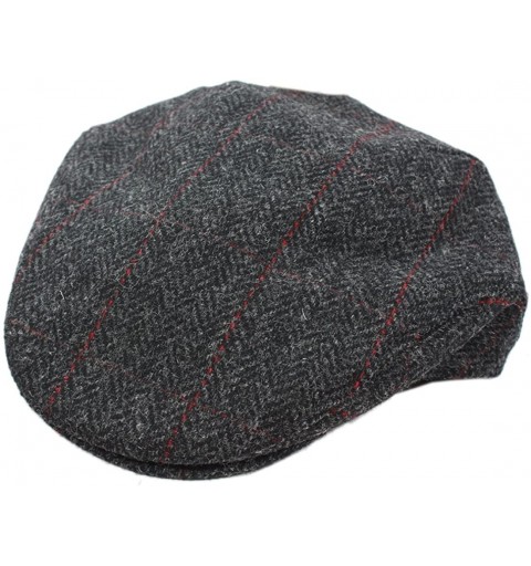 Newsboy Caps Men's Wool Driving Cap Charcoal Herringbone Made in Ireland - CD11RCEK7ST $42.54