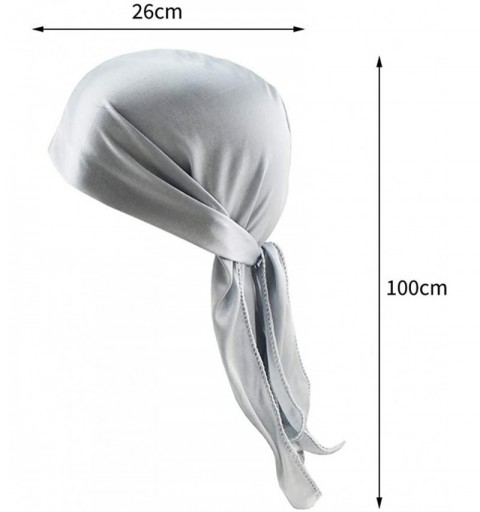 Skullies & Beanies Silky Soft Men Durag Cap Headwraps with Extra Long Tail and Wide Straps Headwrap Du-Rag for 360 Waves - CH...