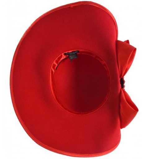 Fedoras Women Wool Felt Plume Church Dress Winter Hat - Asymmetry-red - CC12NH461PE $30.54