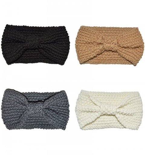 Headbands Crochet Turban Headband for Women Warm Bulky Crocheted Headwrap - ZA 4 Pack Knot A - Snow- Khaki- Darkgrey- Black -...