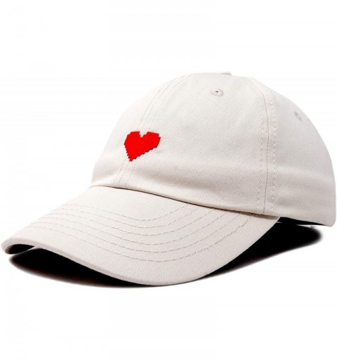 Baseball Caps Pixel Heart Hat Womens Dad Hats Cotton Caps Embroidered Valentines - Beige - CT180LWYT5G $12.69